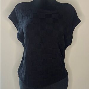 Grace KarinBlack Textured Knit Top Size Medium